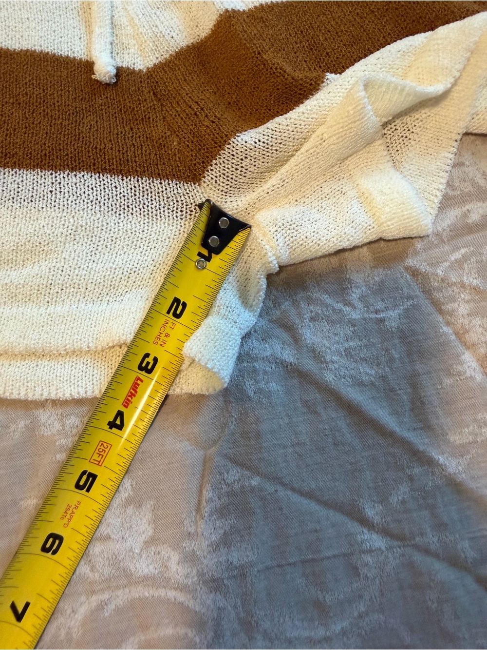 Kirundo Sleeveless Knit Shorts - Cream with Brown Stripes, Size Medium - Picture 13 of 13
